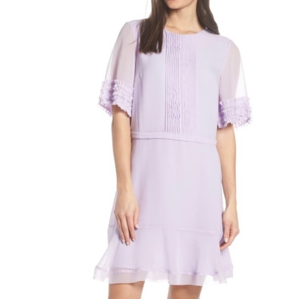 Chelsea28 Lilac Ruffle Sleeve Shift Dress